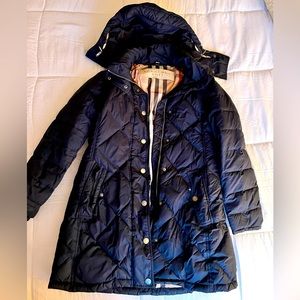 Burberry Quilted Winter Coat M Navy